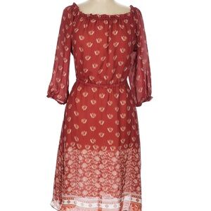Tucker 100% Silk Elegant Red Floral Dress